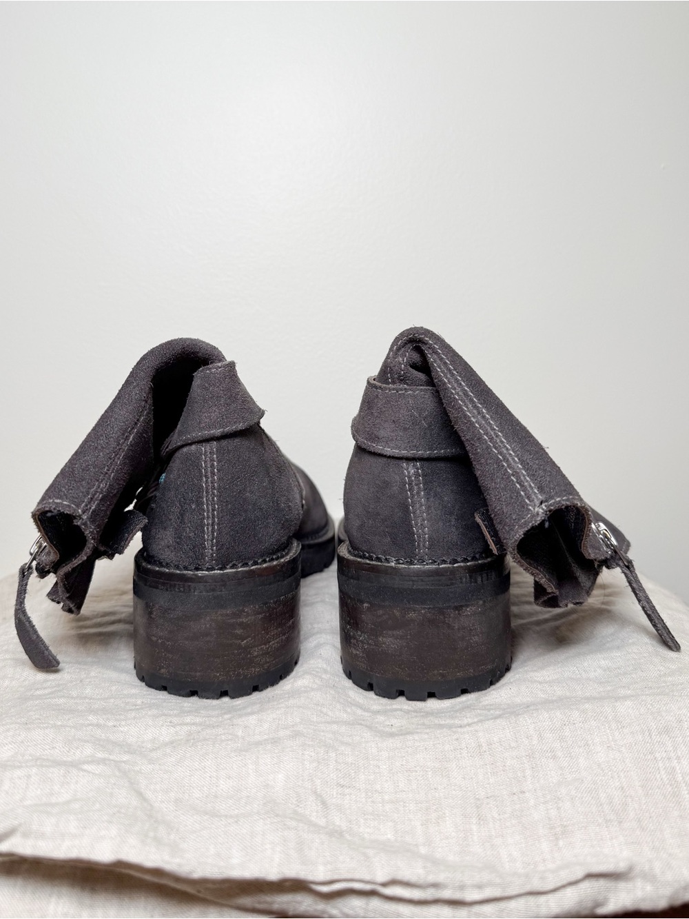Women's Roan Gray Suede Zip-Up Harness Boots - Picture 4 of 5